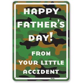 PetKa Signs and Graphics PKFD-0073-NA_7x10 "Happy Father's Day! from Your Little Accident" Aluminum Sign, 7" x 10", Black on Wood Grain