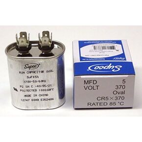 SUPCO CR5X370 مكثف تشغيل محرك واحد، بيضاوي، 5 Mfd x 370Vac، ارتفاع 2.1875 بوصة، عرض 1.25 بوصة، طول 2.00 بوصة in Kuwait