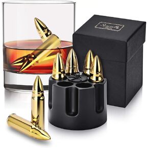 Unique Gifts for Men Dad Husband, Whiskey Stones Set, Birthday Gift Ideas for Him Boyfriend Groomsmen, Bourbon Gifts for Men, Gifts for Fathers Day, Retirement Gifts,Gold Set of 6 in Saudi Arabia