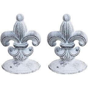 Lulu Decor, Cast Iron Fleur De Lis Door Stop, 2 Lbs, Door Stopper (Antique Brown)