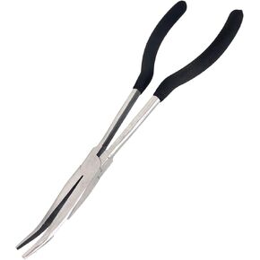 BQKKWIN 1 Piece 11 Inch Long Reach Pliers Set - Long Needle Nose Pliers Sets - Straight, Designed for Mechanics, Technicians, and Contractors| Milled-Jaws | Steel