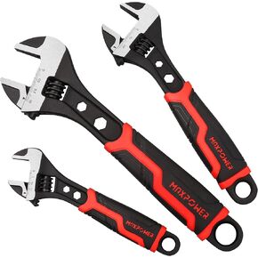 MAXPOWER Adjustable Wrench, Drop Forged Cr-V Steel, Small Spanner Wrenches Set 6 inch 8 inch 10 inch