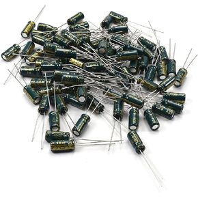 Fielect 80 قطعة من الألومنيوم شعاعي مكثف كهربائيا 10 فائق التوهج 63 فولت منخفض ESR أخضر 5 × 11 مم تيار تموج عالي، مقاومة منخفضة للتلفزيون، شاشة LCD، راديو، ستيريو، لعبة in Kuwait