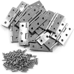 Unlorspy 4 PCS Stainless Steel Folding Butt Hinges, 3 inch Silver Square Door Hinges with Screws for Wooden Box, Window Wood, Home Kitchen Furniture Hardware (75 x 50 x 1.8mm)