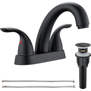 2 Handle Bathroom Sink Faucet, with Pop up Drain & Supply Lines, 4 Inch Centerset Brushed Nickel Faucet for Lavatory Bathroom Sink, Professional Modern Vessel Deck Mount Vanity rv Faucet