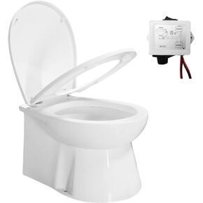 HOCANFLO Electric Marine Toilet, Boat Toilet, RV Toilet,Compact Design Bowl, Heavy-Duty Built-In 12V Macerator Pump with On-Off Flush Control Switch,Quiet Soft-Close Lid in Saudi Arabia