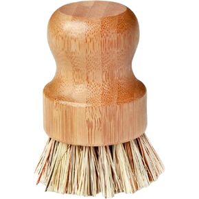 Heritage Products Cast Iron Scrub Brush, Palm Brush Kitchen Dish Scrubber with Natural Bamboo Wood Handle and Densely Packed Nylon Bristles Protects Nonstick Cast Iron Seasoning During Dishwashing in Saudi Arabia