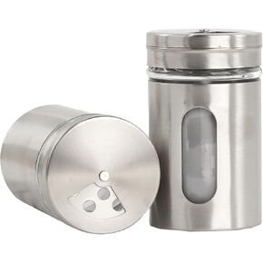 Aqua Salt Pepper Shakers Retro Spice Jars Glass - Set of 2