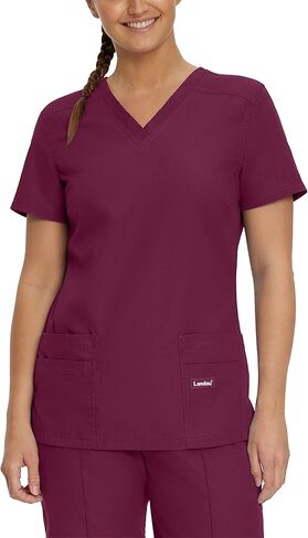 Landau Essentials Tailored Fit 4-Pocket V-Neck Scrub Top for Women 8111 in Kuwait