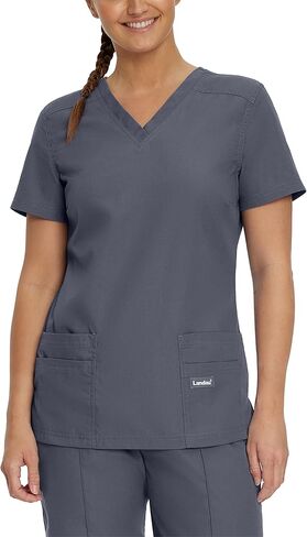 Landau Essentials Tailored Fit 4-Pocket V-Neck Scrub Top for Women 8111 in Kuwait