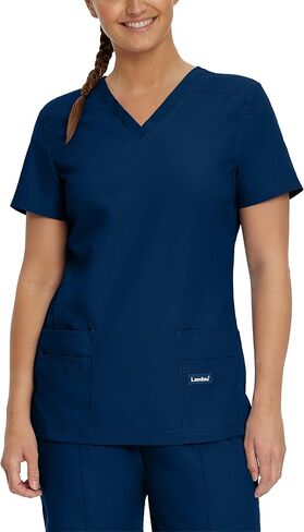 Landau Essentials Tailored Fit 4-Pocket V-Neck Scrub Top for Women 8111 in Kuwait