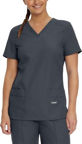 Landau Essentials Tailored Fit 4-Pocket V-Neck Scrub Top for Women 8111 in Kuwait