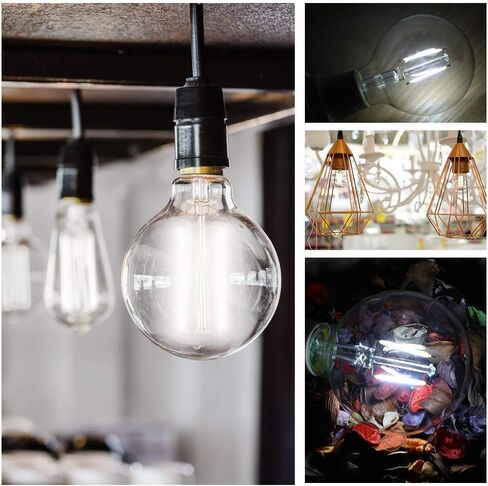 إضاءة حيوية أكثر ذكاءً LED Globe G25 لمبة إضاءة Edison قابلة للتعتيم، ما يعادل 40 واط، 5000K، 350LM، قاعدة لولبية متوسطة E26، ضوء عيد الميلاد، لمبة إضاءة Edison G80 LED، مدرجة في UL، 6 عبوات in Kuwait