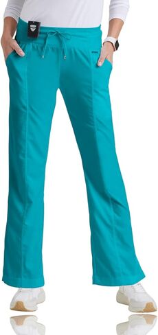 BARCO Grey's Anatomy Scrubs - بنطال كورا سكرب للنساء، خصر منسوج لليوجا، سروال فرك نسائي منخفض الارتفاع مستقيم الساق in Saudi Arabia