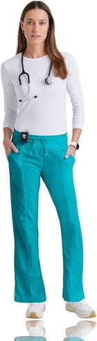 BARCO Grey's Anatomy Scrubs - بنطال كورا سكرب للنساء، خصر منسوج لليوجا، سروال فرك نسائي منخفض الارتفاع مستقيم الساق in Saudi Arabia