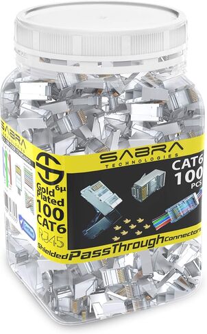 Shielded rj45 cat6 cat 6a connectors Gold Plated Cat6 Pass Through Connectors 23awg Cat6 Shielded Cat6/Cat6a Modular Plugs Ethernet Ends (60 PCS) in Saudi Arabia