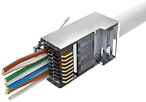 Shielded rj45 cat6 cat 6a connectors Gold Plated Cat6 Pass Through Connectors 23awg Cat6 Shielded Cat6/Cat6a Modular Plugs Ethernet Ends (60 PCS) in Saudi Arabia