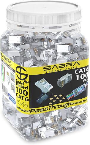 Shielded rj45 cat6 cat 6a connectors Gold Plated Cat6 Pass Through Connectors 23awg Cat6 Shielded Cat6/Cat6a Modular Plugs Ethernet Ends (60 PCS) in Saudi Arabia