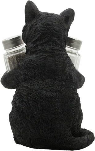Decorative Black & White Kitty Cat Glass Salt and Pepper Shaker Set with Holder Figurine in Kitten Statues & Sculptures and Pet Kitchen Table Decor Gifts for Cat Lovers in Saudi Arabia