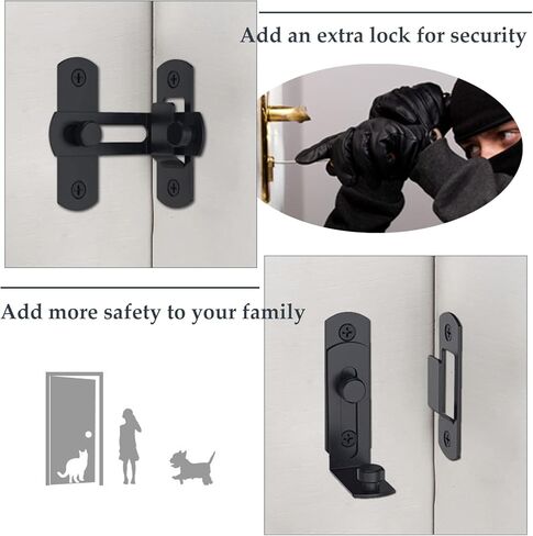Kakuru 2Pcs Barn Door Lock 90 Degree Stainless Steel Sliding barn Door Latch and Catches for Bathroom in Kuwait