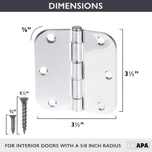Ilyapa 18 Pack Antique Brass Door Hinges, 3.5 x 3.5 Inch Interior Brass Door Hinges Door Hardware, for Doors 3 1/2 Inches, with 5/8 Inch Radius Corners, Antique Brass Hinges in Kuwait
