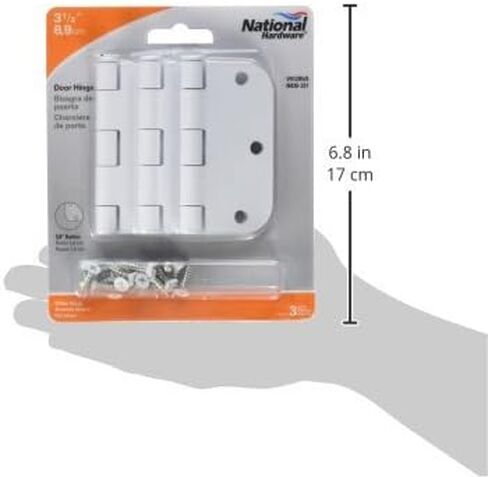 NATIONAL MFG/SPECTRUM BRANDS HHI N830-337 مفصل باب، 3.5 بوصة، أبيض، 3 عبوات in Kuwait