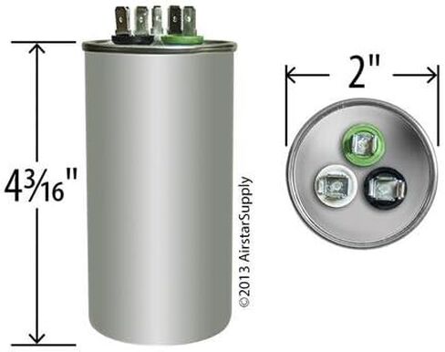 Aerovox Replacement - 30 + 3 uf/Mfd 370/440 VAC AmRad Round Dual Universal Capacitor, Made in The U.S.A. in Saudi Arabia