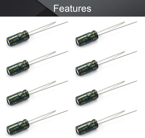 Fielect 80 قطعة من الألومنيوم شعاعي مكثف كهربائيا 10 فائق التوهج 63 فولت منخفض ESR أخضر 5 × 11 مم تيار تموج عالي، مقاومة منخفضة للتلفزيون، شاشة LCD، راديو، ستيريو، لعبة in Kuwait