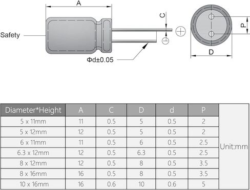 Fielect 80 قطعة من الألومنيوم شعاعي مكثف كهربائيا 10 فائق التوهج 63 فولت منخفض ESR أخضر 5 × 11 مم تيار تموج عالي، مقاومة منخفضة للتلفزيون، شاشة LCD، راديو، ستيريو، لعبة in Kuwait