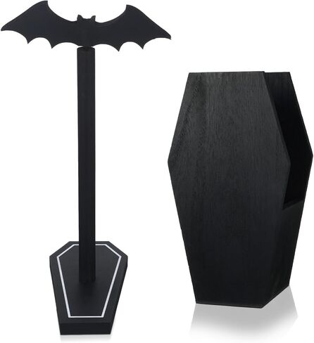 2 قطعة من حامل المناشف الورقية للهالوين حامل أواني التابوت القوطي وحامل المناشف الورقية من الخشب الأسود حامل المناشف الورقية المخيف لطاولة المنزل والهالوين وإكسسوارات المطبخ ديكور in Kuwait