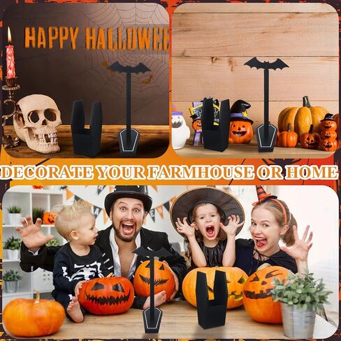 2 قطعة من حامل المناشف الورقية للهالوين حامل أواني التابوت القوطي وحامل المناشف الورقية من الخشب الأسود حامل المناشف الورقية المخيف لطاولة المنزل والهالوين وإكسسوارات المطبخ ديكور in Kuwait