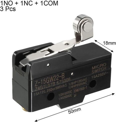 uxcell 3PCS Z-15GW22-B 1NO + 1NC Hinge Roller Lever Micro Action Switches in Saudi Arabia