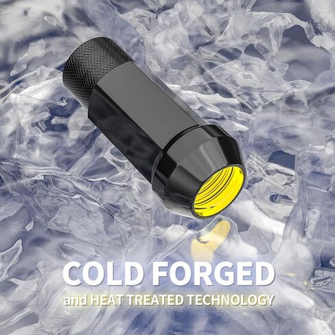 20 قطعة من صواميل العروة M12x1.5 من Richeer، صواميل العروة السوداء المفتوحة النهاية، 17 ملم سداسي 1.89 بوصة (48 ملم) طويل - مقعد مخروطي - مع مفتاح واحد in Kuwait