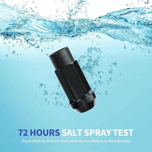 20 قطعة من صواميل العروة M12x1.5 من Richeer، صواميل العروة السوداء المفتوحة النهاية، 17 ملم سداسي 1.89 بوصة (48 ملم) طويل - مقعد مخروطي - مع مفتاح واحد in Kuwait