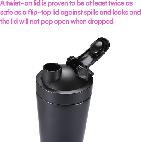 هايدريت زجاجة خلط بغطاء ملتف سعة 17 اونصة - زجاجة مياه معزولة، شيكر بروتين - زجاجة خلط كوب خلط مانعة للتسرب - اسود in Kuwait