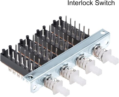 uxcell Interlock Push Button Switch Piano Type 4PDT 12 Pin 4 Row in Saudi Arabia
