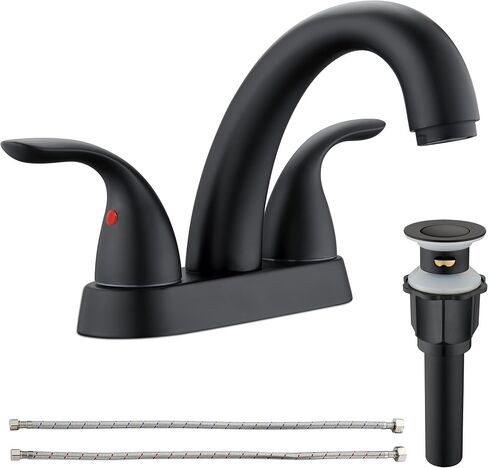 2 Handle Bathroom Sink Faucet, with Pop up Drain & Supply Lines, 4 Inch Centerset Brushed Nickel Faucet for Lavatory Bathroom Sink, Professional Modern Vessel Deck Mount Vanity rv Faucet in Saudi Arabia