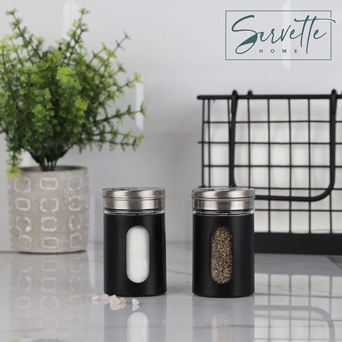 Aqua Salt Pepper Shakers Retro Spice Jars Glass - Set of 2 in Kuwait