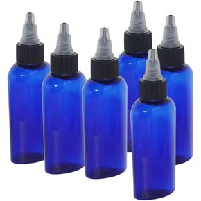 wolfmoon botanicals WM (Pack of 6) 2 oz Amber Flat Oval Bottle with Yorker (Twist-Open) Dispenser