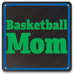 PetKa Signs and Graphics PKBL-0094-NA_10x10 "Basketball mom" Aluminum Sign, 10" x 10", Green on Black in Saudi Arabia