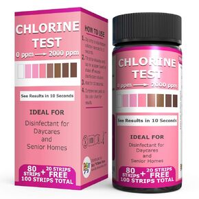 Industrial Active Chlorine Bleach Test Strips. 0-2000 Ppm Range for Sanitizer Disinfectants and Sanitizing Solutions for Daycares and Senior Homes. in Saudi Arabia