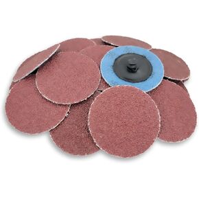 VSM Aluminum Oxide Quick-Change Disc, 2", 60 Grit, Type R, Tear-Resistant Polyester Backing, Medium Grade, Pack of 25 Durable Abrasive Discs, Hand-Held Machine Compatible in Kuwait
