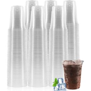 [100 Sets - 12oz Plastic Cups with Lids and Straws, Disposable Cups for Iced Coffee, Smoothie, Milkshake, Cold Drinks - Clear in Saudi Arabia