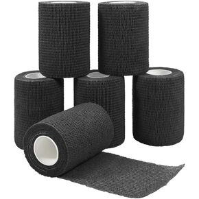 Self Adherent Wrap Bandages Self Adhering Cohesive Tape Elastic Athletic Sports Tape for Sports Sprain Swelling and Soreness on Wrist and Ankle 6PCS 3 in X 14.7 ft (Black)