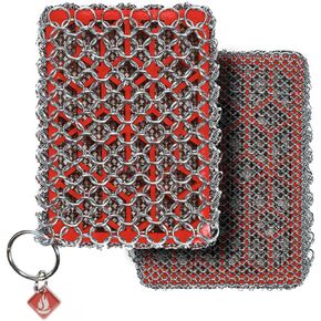Knapp Made Combo Chainmail Cast Iron Scrubber with Silicone Core - Heavy Duty Rings and Fine Chainmail Rings -Premium Cast Iron Cleaner Chainmail Scrubber -Perfect for Cast Iron Cookware,Skillet,Woks in Saudi Arabia