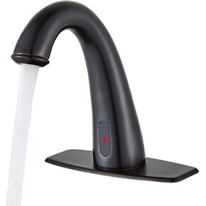 Touchless Bathroom Faucet Matte Black Finishing Automatic Sensor Motion Basin Mixer Tap with Deck Plate