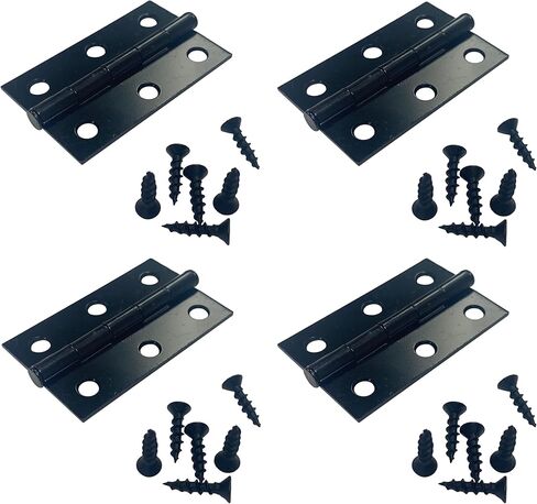 مفصلات باب بعقب الباب مقاس 2-1/2 انش × 1-5/8 انش بدبوس ثابت اسود مع براغي - مجموعة من 4 قطع in Kuwait