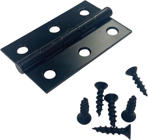 مفصلات باب بعقب الباب مقاس 2-1/2 انش × 1-5/8 انش بدبوس ثابت اسود مع براغي - مجموعة من 4 قطع in Kuwait