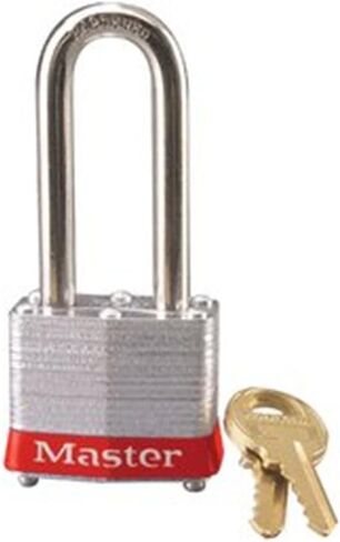 قفل Master Lock 3LHRED Safety Lockout Keyed Didifferent Padlock 1-9/16-بوصة الجسم مع مشبك بطول إضافي 5.08 سم، مصد أحمر in Saudi Arabia