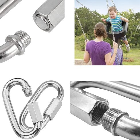 وصلات سلسلة ربط سريعة من الستانلس ستيل مقاس 5/16 انش من 8 قطع، حلقة تثبيت على شكل حرف D M8 بسعة 1200 باوند، وصلة سريعة شديدة التحمل لحلقة التثبيت والتخييم والارجوحة والمعدات الخارجية in Kuwait
